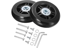uxcell Luggage Wheels Replacement 70 x 19 mm/2.8" x 0.8" Rubber Swivel Caster Bearing Wheels Repair Kits for Suitcase Inline 