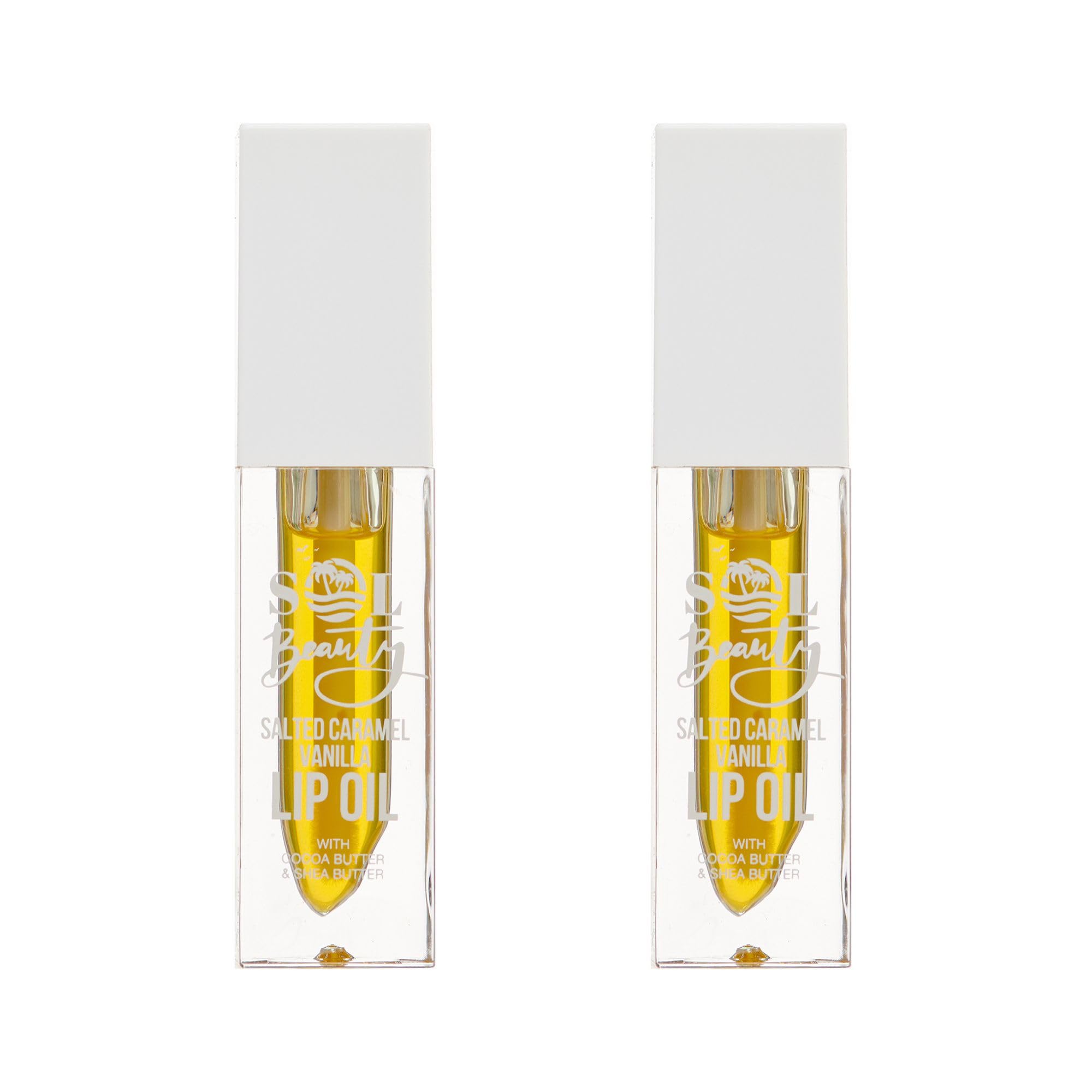 Sol Beauty Salted Caramel Vanilla Lip Oil with Cocoa Butter and Shea Butter, Hydrate and Soften your Lips, Vegan Friendly and Cruelty Free Lip Oil 2 x 3g