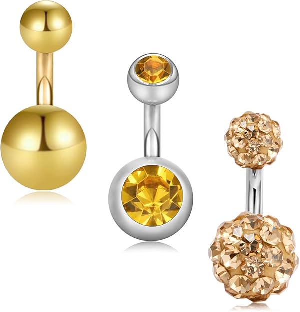 14G Short Belly Button Rings Stainless Steel 6mm Barbell Belly Bars