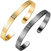 Leaocean AYATUL KURSI CUFF | WOMEN Serenity Prayer Personalised Bracelet Allah Islam Muslim Arab Stainless Steel Deep Engrave