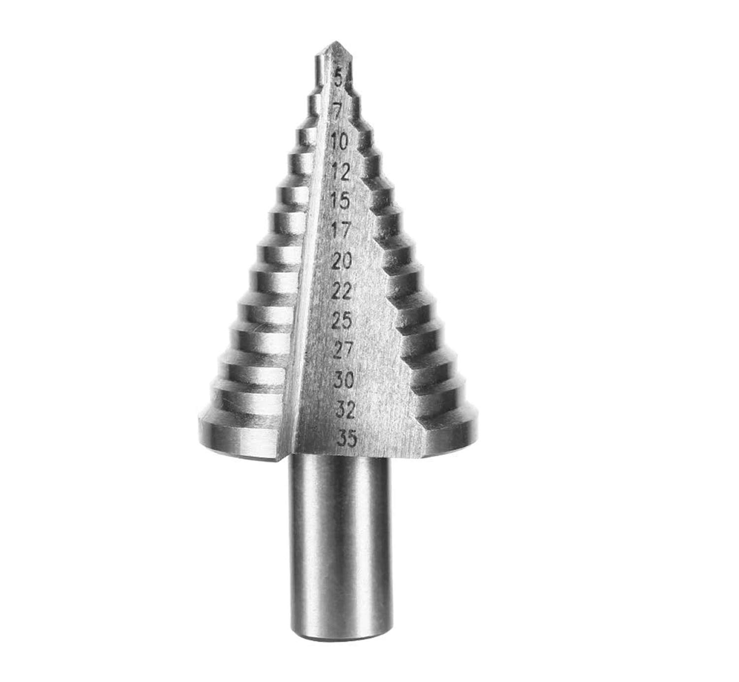 Metal Step Drill Bit HSS Cone Cutting Drill 5mm-35mm Cut Holes Tool 13 Steps Steel Double Slot Cone Cutting Drill Spiral Step Cone Drill Bit for Cutting Holes for Wood Stainless Steel Sheet Metal