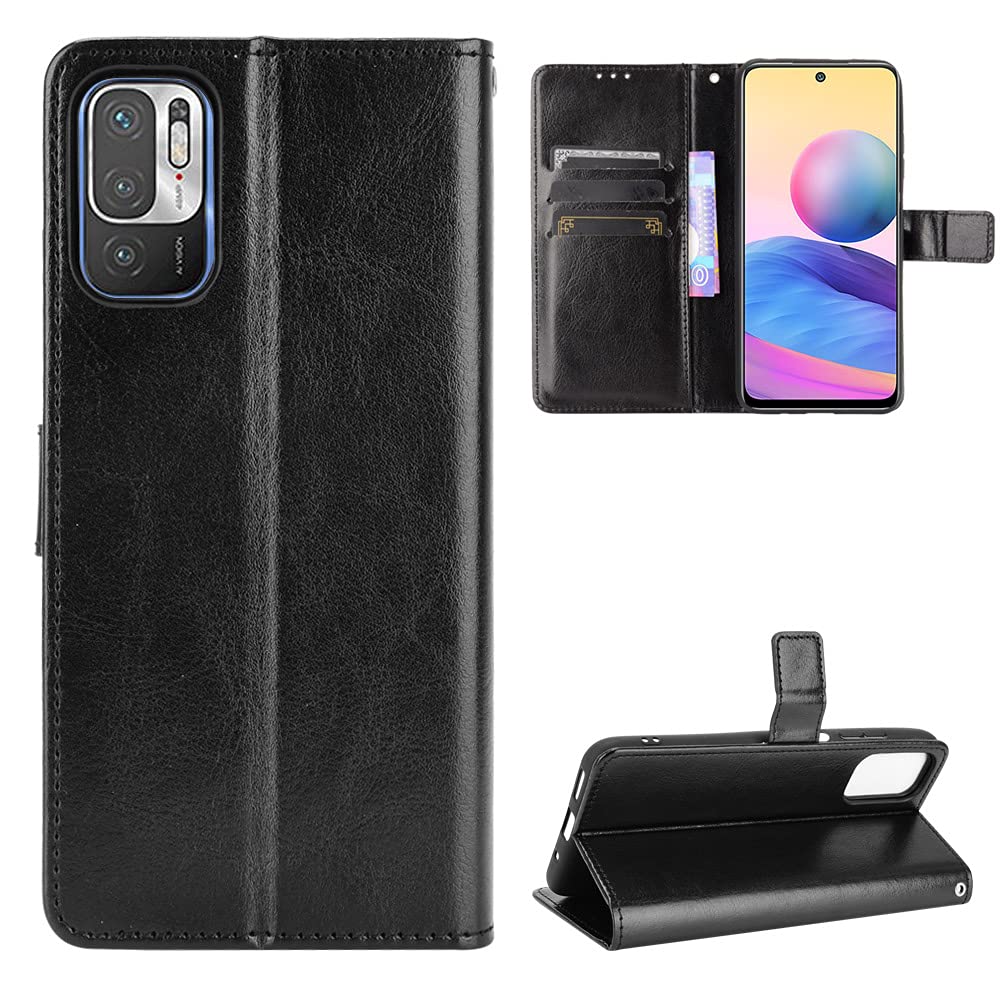 Xiaomi Redmi Note 10 5G Case [Wallet Case] [Kickstand] [Card Slots] [Magnetic Flip Cover] Compatible with Xiaomi Redmi Note 10 5G Smartphone(Black)