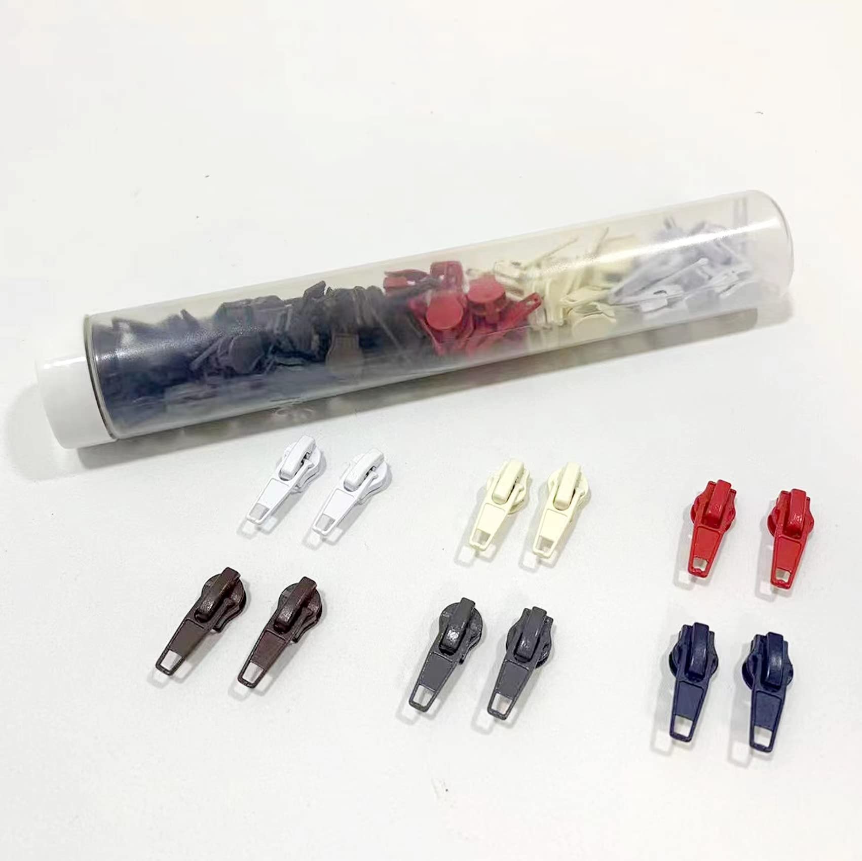 JYC CREATIVE Automatic Zipper Slider, Tube with 132 Units of Zipper Sliders, Sliders, Zipper Pullers, Size .3,（#3 - Auto 6 Colors3