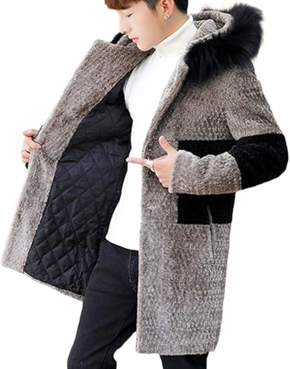 Amazon Habille ハビー メンズ 冬アウター 配色 ファー フード ロングコート もこもこ ボア アウター M L Xl 2xl 3カラー コート ジャケット 通販