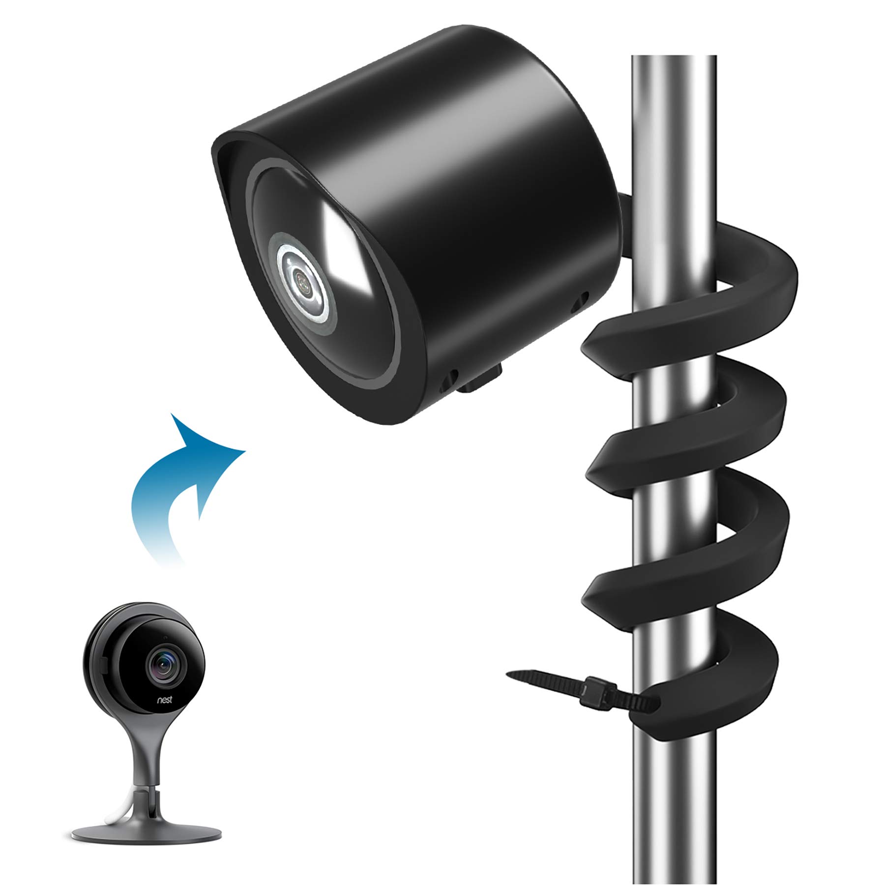 HOLACA Flexible Twist Mount Protective Cover for Google Nest Cam Indoor Wired Home Security Camera, Weather Proof Protective Cover and Adjustable 360 Degree Mount for Nest Indoor Camera (Black)