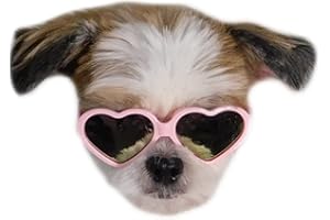 STYLE VAULT G016 Dog Cat Pet Heart Sunglasses Glasses for Small Breed up to 15lbs (Heart Pink-Pink Mirror)