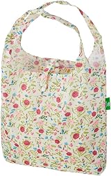 ECO CHIC Lightweight Foldable Reusable Shopping Bag Floral Beige 12L 15kg