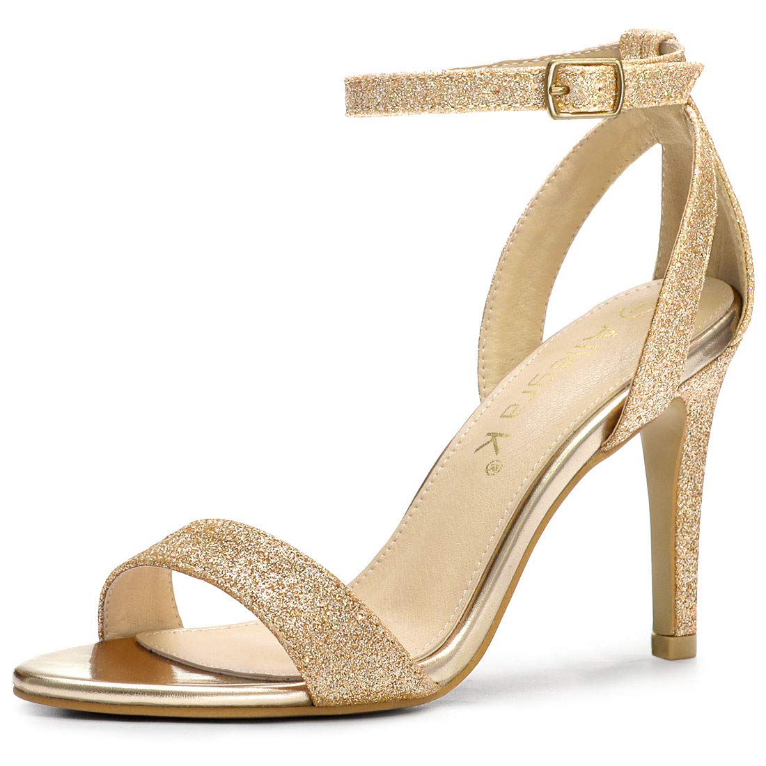 Photo 1 of Allegra K Women's Glitter Ankle Strap Stiletto High Heel Gold Sandals - 7 M US