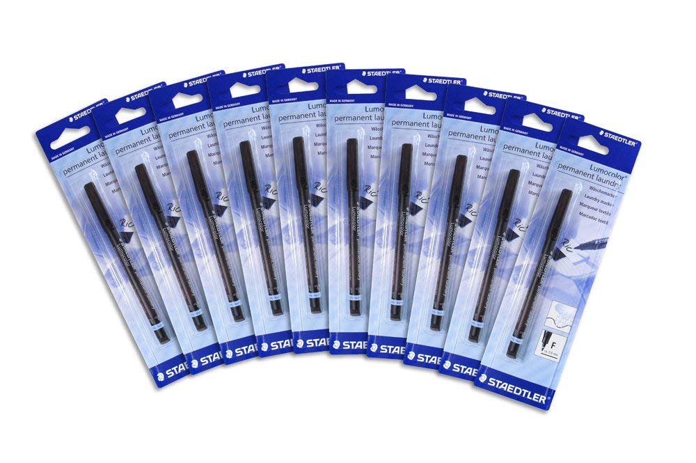 Staedtler Lumocolor Permanent Laundry Marker Line Width 0.6mm Black Ref 319LMF9 [Pack 10]