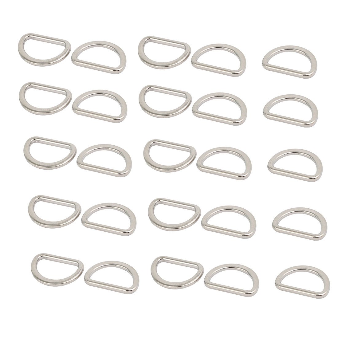 Sourcingmap 15mm Inner Width Zinc Alloy Flat Typed D Welded Ring Silver Tone 25pcs