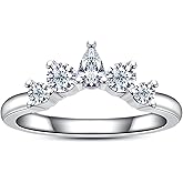 Gobaalele Cubic Zirconia Half Eternity Rings 3-6 Stones Wedding Bands Round Cut/Pear Cut/Raidant Cut 5A Grade D Color CZ Stackable Anniversary Band Ring for Women