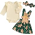 Christmas Baby Girl Outfit Newborn Cute Elk Fly Sleeve Romper Overall Dress Infant Girls Fall Winter Skirt Set
