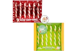 Wild & Wacky Flavored Christmas Candy Cane Variety 2 Pack Bundle | Stocking Stuffer, Candy Cane Roulette, Funny Novelty Weird Candy | with June Street Market Christmas Sticker (Bacon & Sour Cream and Onion)