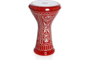 CORSARO MUSIC VD® Darbuka/Doumbek Cast Aluminum - Tuning Lugs & Rmvble Head (8 ½ in.) (Anatolian Motifs in Red)