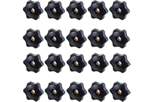 ZHSLDQ 20 Pcs 1/4"-20 T Track Hex Star Thread Knob Nuts,T Tracks Woodworking,T-Track Accessory for Woodworking Fixtures Fixing to T-Tracks,Diameter Size 38 mm/1.49inch