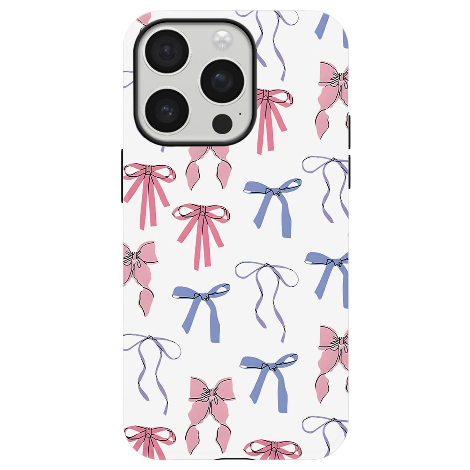 SobLn for iPhone 13 Pro Case, Cute Bow Ribbon Phone Case for Women Girl, Aesthetic Shockproof Hybrid 2-Layer Hard Shell Protective Cover, Colorful