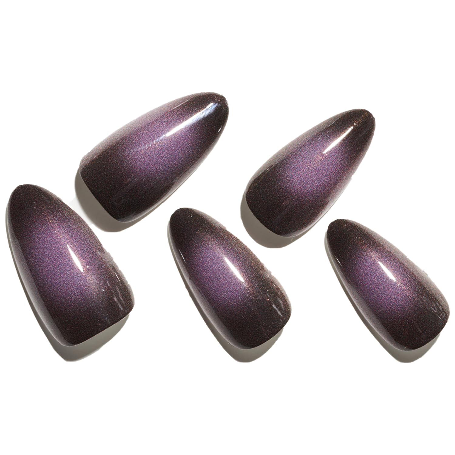 GLAMERMAID Black Pink Ombre Press on Nails Medium Almond, Purple Aurora Fake Crush Nails, Stiletto Fake Nails, Short Oval Stick Glue on Nails Tips for Women, Reusable Acrylic False Nail Kits - Image 5