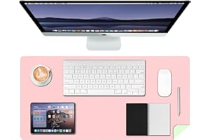 CHKDSK Dual Side Desk Mat,23.62''×11.81'',PU Leather Large Waterproof Desk Pad Protector for Table,Easy Clean Mouse Pad Compu