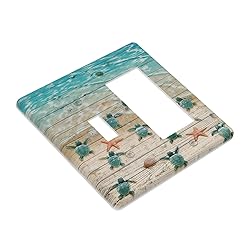 Sea Turtle Beach Rustic Wood 2 Gang Light Switch