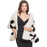 AMTFBY Women's Faux Fur Shawl Wrap Bridal Wedding Fur Scarf Collar Winter Warm Stoles Shrug Evening Party Coat Cape