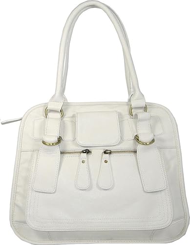Ladies White Faux Leather Designer Fashion Handbag: Amazon.co.uk: Shoes