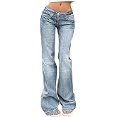 Mxiqqpltky Low Waist Bell Bottom Jeans for Women Y2k Straight Leg Stretch Bootcut Jeans Boyfriend Flare Denim Pants