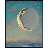 Moon Goddess - Moon Wall Decor - Wall Art - Boho Decor - Pagan Decoration - Paganism Gifts - Celestial Print - Witch Photo - Wiccan Picture - Goth Room Artwork - Gothic Art - Occult Decoration Print