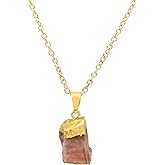 Shivangi Gold Plated Raw Necklace for Women, Natural Rough Stone Pendant, 16+2 Inch Adjustable Chain