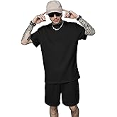 KUYIGO 2 Pieces Outfits Summer Tracksuit Sweatsuits Short Sleeve T-Shirts and Shorts Sets for Generation Z