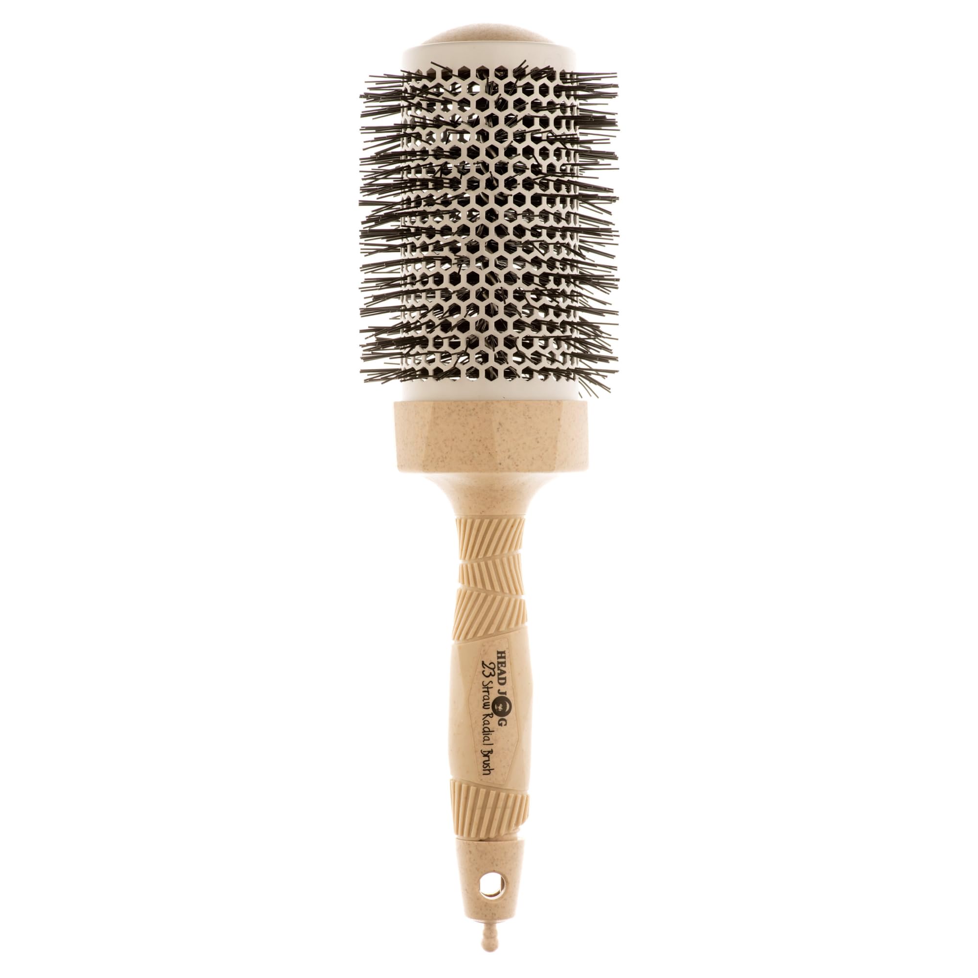 Head Jog 53mm Straw Radial Brush - Ceramic Coated Barrel & Ionic Round Brush for Drying, Volume & Curling - Styling for All Hair Types - Blow Dry for Smoothing & Adds Shine