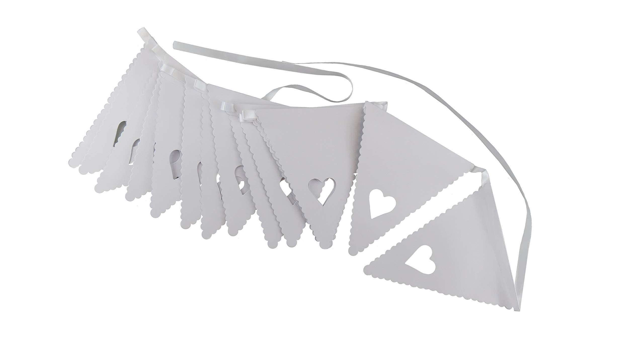 White Heart Bunting Banner - Great for a Wedding, Party, Christening or any Special Occasion