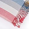 MOTINI 100% Cotton Multi-Colored Throw Blankets, Herringbone Red Striped Soft Cozy Decorative Blankets with Tassels…