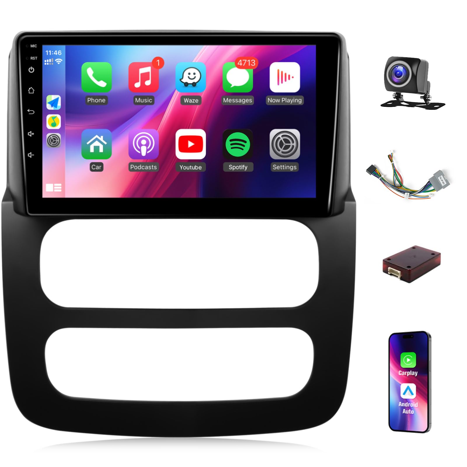 Photo 1 of Leadfan Car Radio for Dodge RAM 1500 2500 3500 2002 2003 2004 2005 Wireless Apple Carplay Android Auto, 9" IPS Touch Screen Stereo for RAM Android Head Unit Display BT/WiFi/GPS/FM/SWC Rear Camera MIC