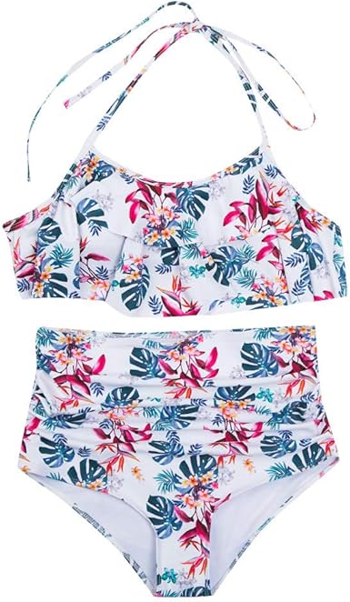 Maillot De Bain 2 Pieces Piscine Mere Et Fille Famille Sexy Push Up Femme Bebe Fille Bikini Imprime Halter Dos Nu Volants Maillot De Bain De Plage Amazon Fr Vetements Et Accessoires