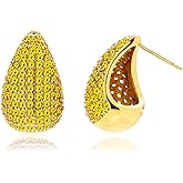 Chunky Teardrop Earrings for Women Dupes Lightweight Dangling Water Drop Earrings Rhinestone Crystal Dangle Earrings Cubic Zirconia Earrings Wedding Bridal Bridesmaids Christmas Jewelry Gift for Ladies