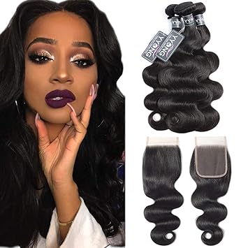 Amazon Com Yyong Human Hair Bundles With Closure Brazilian Body