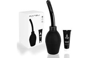 RANEU Enema Bulb Kit with Lube Anal Douche Superior Materials Douche for Men Women Made of Comfortable Material (Black)