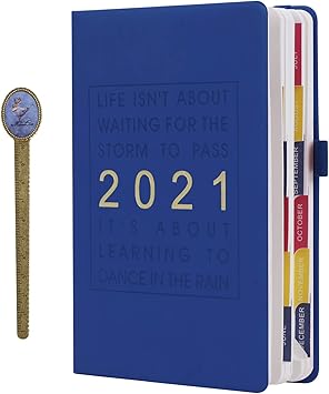 Amazon 能率 手帳 21年 A5 365日 日記帳 おしゃれ メモ帳 書きやすい しおり付き 読書ノート 雑記 記録 学生 勉強 大人 ビジネス 入学式 誕生日 記念日 プレゼント 3色 手帳 文房具 オフィス用品
