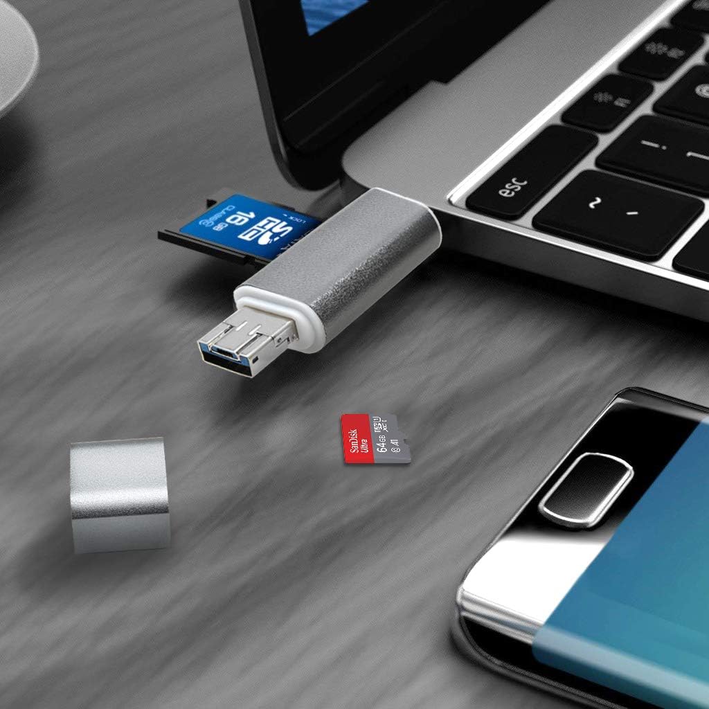 SD Card Reader 5-in-1 OTG Card Reader USB 2.0, Type-C / USB 2.0 / Micro USB Adapter for SD SDHC, SDXC, Micro SD, Micro SDHC - Image 5
