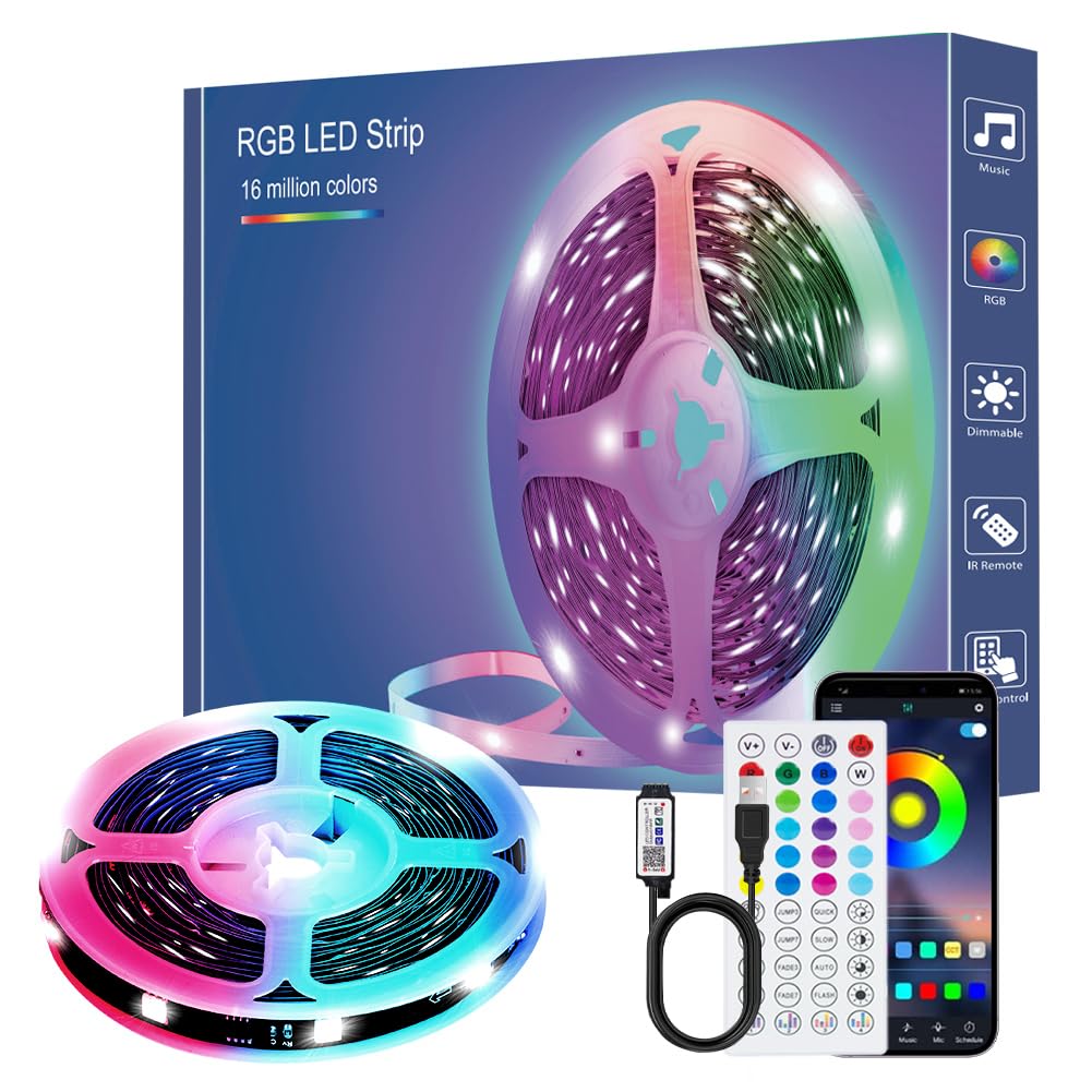 TK99SW LED Strip Light 2M, Led Lights with Smart App Control Remote, Music Sync Color Changing, 5050 RGB DIY Color Changing LED Strip Lights, TV Backlights for Bedroom, PC, Kitchen,Party