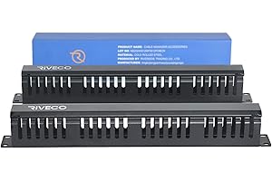 RIVECO 2PCS 1U Cable Management for Racks & Server Cabinets Managing Cord & Wire, Cable Raceway for 19” Rack Mount 24 Slots L