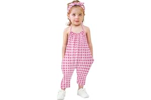 RAISEVERN Toddler Girls Romper Jumpsuit Baby kids Strap Playsuit Summer Outfits Clothes with Headband size 1-5 Years
