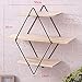 cheerfullus Iron Wall Shelves Brackets Art Wooden Wall Bookshelf Metal Wall Rack with Vintage Wood Storage Holder - Diamond