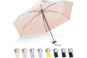 LEAGERA Mini Umbrella For Purse - UPF 50+ UV Blocker Sun Protection Umbrella, Small Micro Travel Parasol Design for Women, Pink