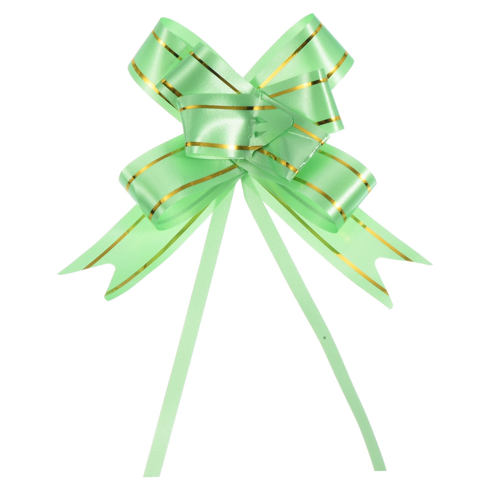 M METERXITY 100 Pack Pull Bows - Gold Thread Style Gift Wrap String Bow, (13" Light Green)