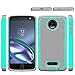 Moto Z Force Case,Berry Accessory [Drop Protection] Protective Case [Shock Proof] [Dual Lawyer] Hybrid Defender Armor Case Cover For Moto Z Force With Free Berry logo stand holder (Teal)