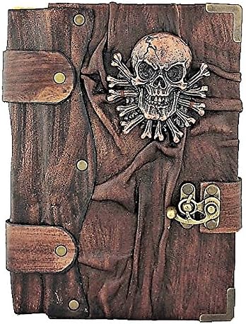 Skull&Bones Pendant on a Brown Belted Leather Journal(MEDIUM) / Notebook /Notepad / Diary / Sketchbook / Handmade / Book / Chamois Paper / Women /Men / Children / Office Product (Plain Paper) (Plain Paper)