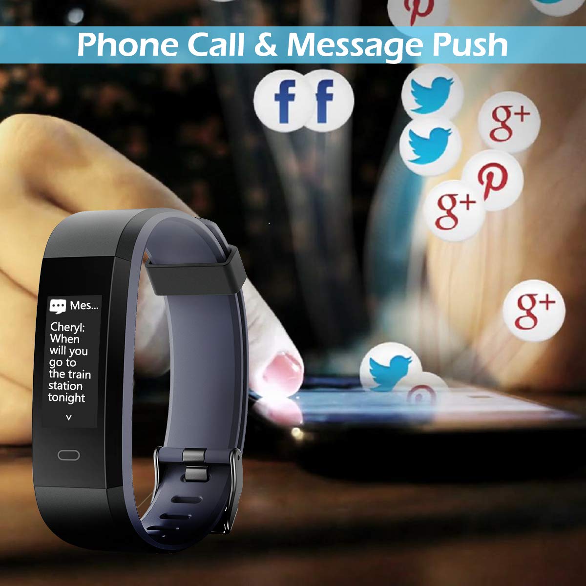 CHEREEKI Fitness Tracker with Heart Rate Monitor, IP68 Waterproof Activity Tracker