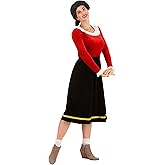 Deluxe Olive Oyl Costume for Women - Shirt, Skirt, Wig, and Earrings