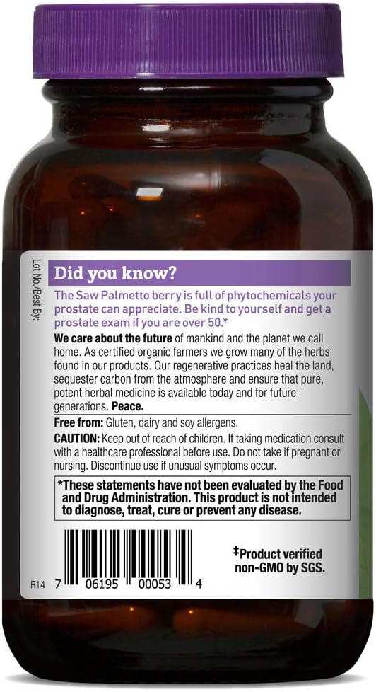 Oregon's Wild Harvest, Certified Organic Saw Palmetto Capsules, Non-GMO, 1170 mg, 90 Count: Health & Personal Care